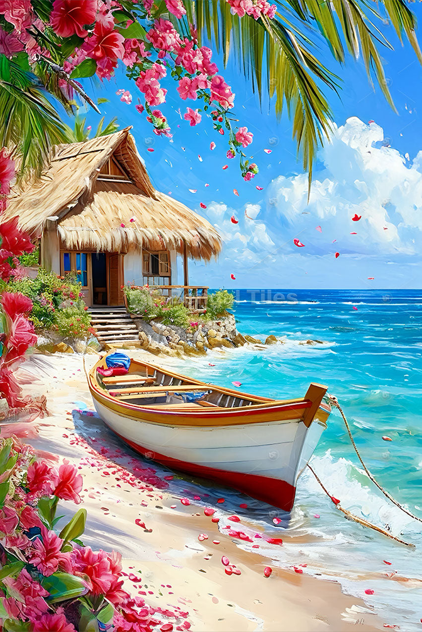 Digital Wall Decor Boat Sailing Through Nature- 13100