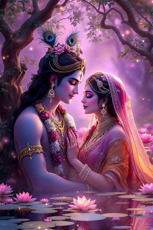 Divine Love: Radha-Krishna Premium Digital wall Decor - 13127