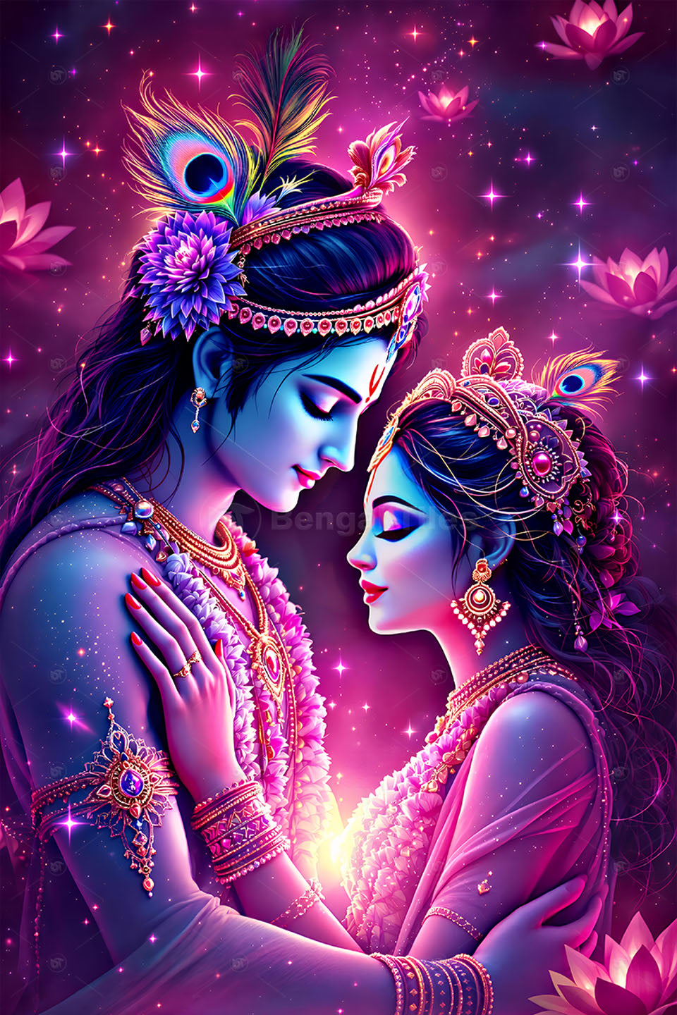 Premium Radha-Krishna Devotional Digital Wall Decor - 13130
