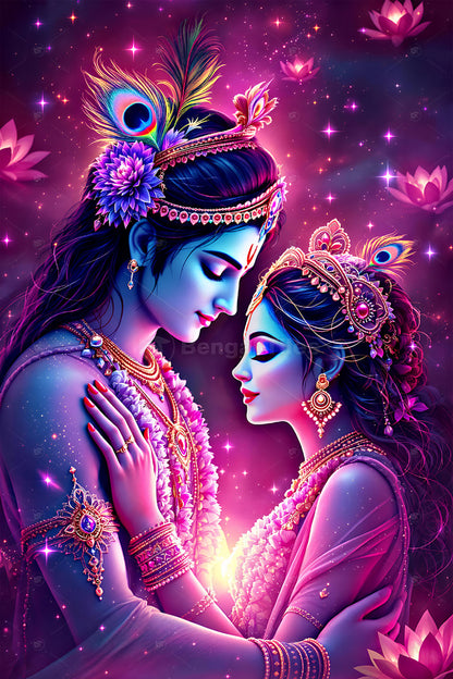 Premium Radha-Krishna Devotional Digital Wall Decor - 13130
