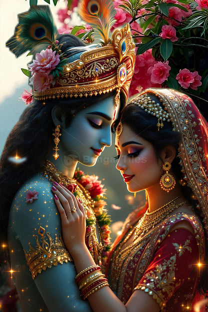 Divine Harmony Radha-Krishna 3D Spiritual Wall Decor - 13133