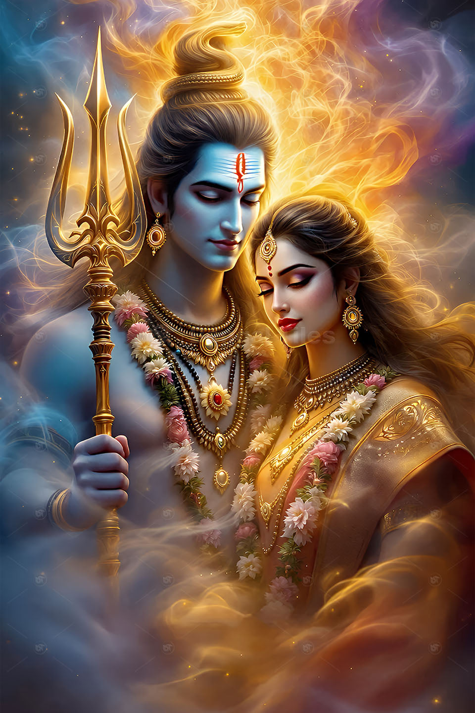 Spiritual Harmony – Shiv Parvati Digital Print - 13149
