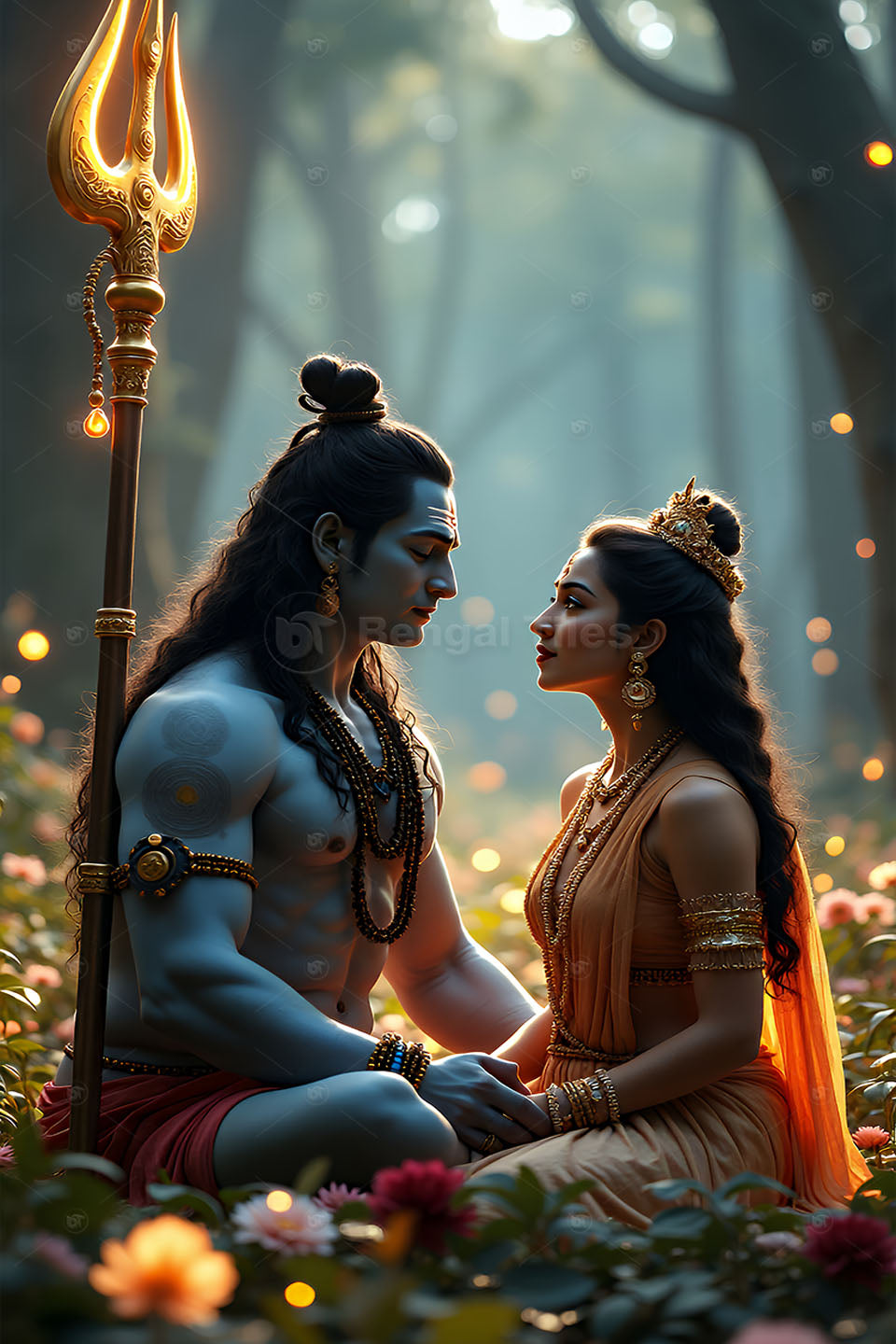 Shiv Parvati Grace – 3D Spiritual Wall Art - 13150