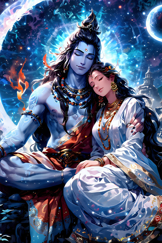 Blessings of Shiv Parvati – 3D Digital Frame - 13151