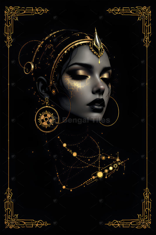 Sleek & Stunning – Black and Gold Woman Wall Frame - 13219