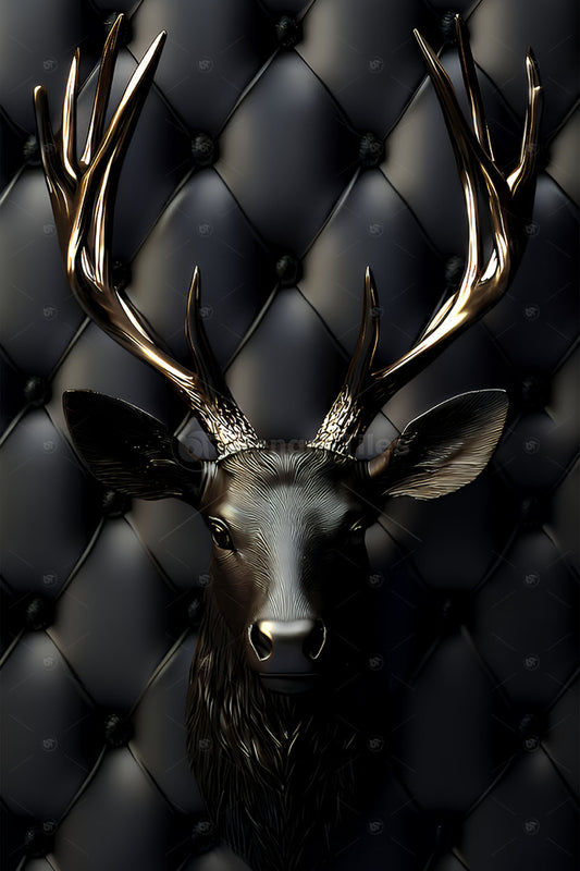 Majestic Black Deer – Premium Digital Wall Art - 13253