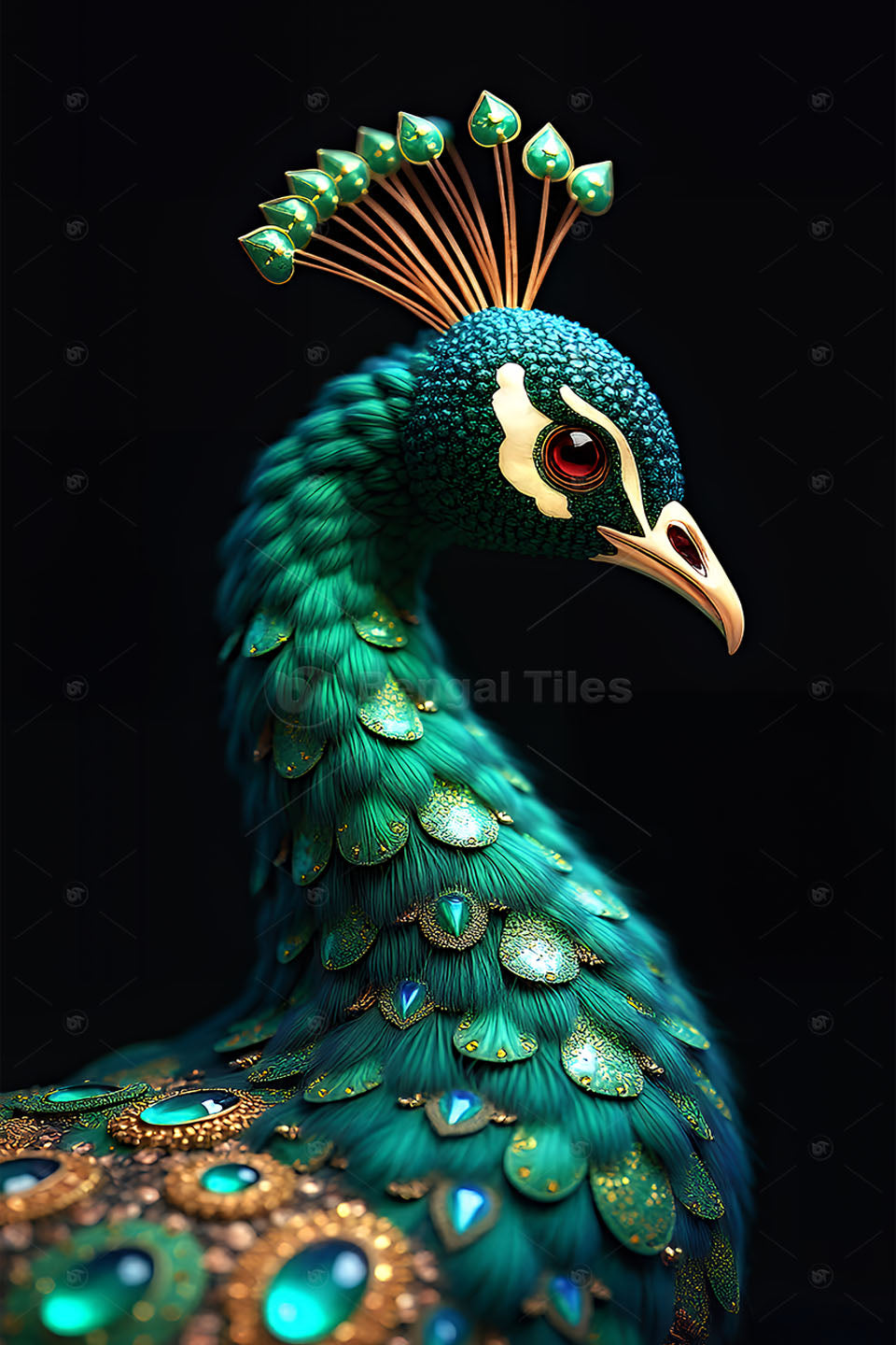 Grace of the Peacock – Digital Art Accent - 13254