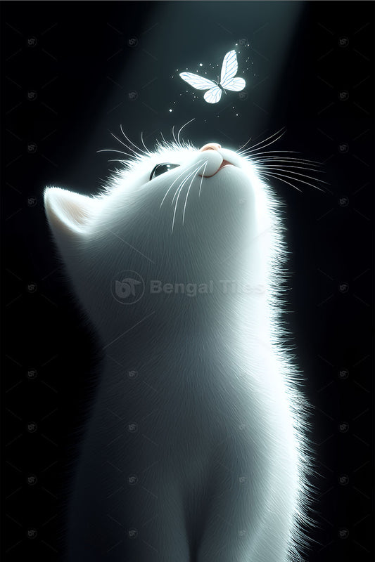 Playful Pause – Cat Meets Butterfly Digital Art - 13256