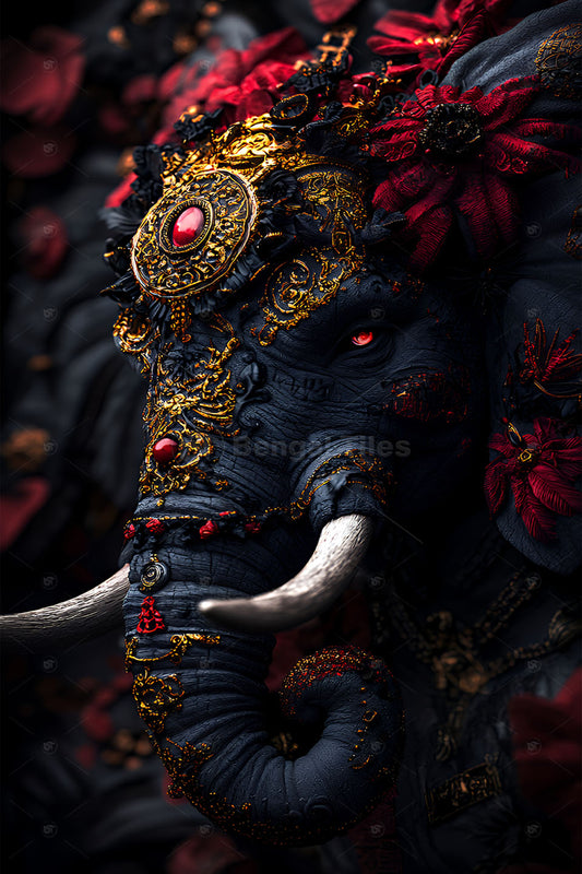 Grace & Power – Black Elephant Wall Art - 13262