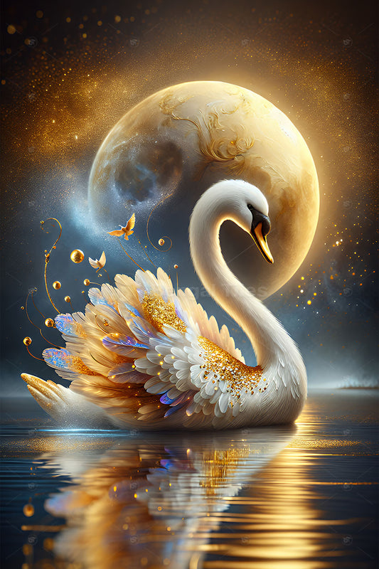 Royal Swan – Luxury Golden Wing Wall Décor - 13265