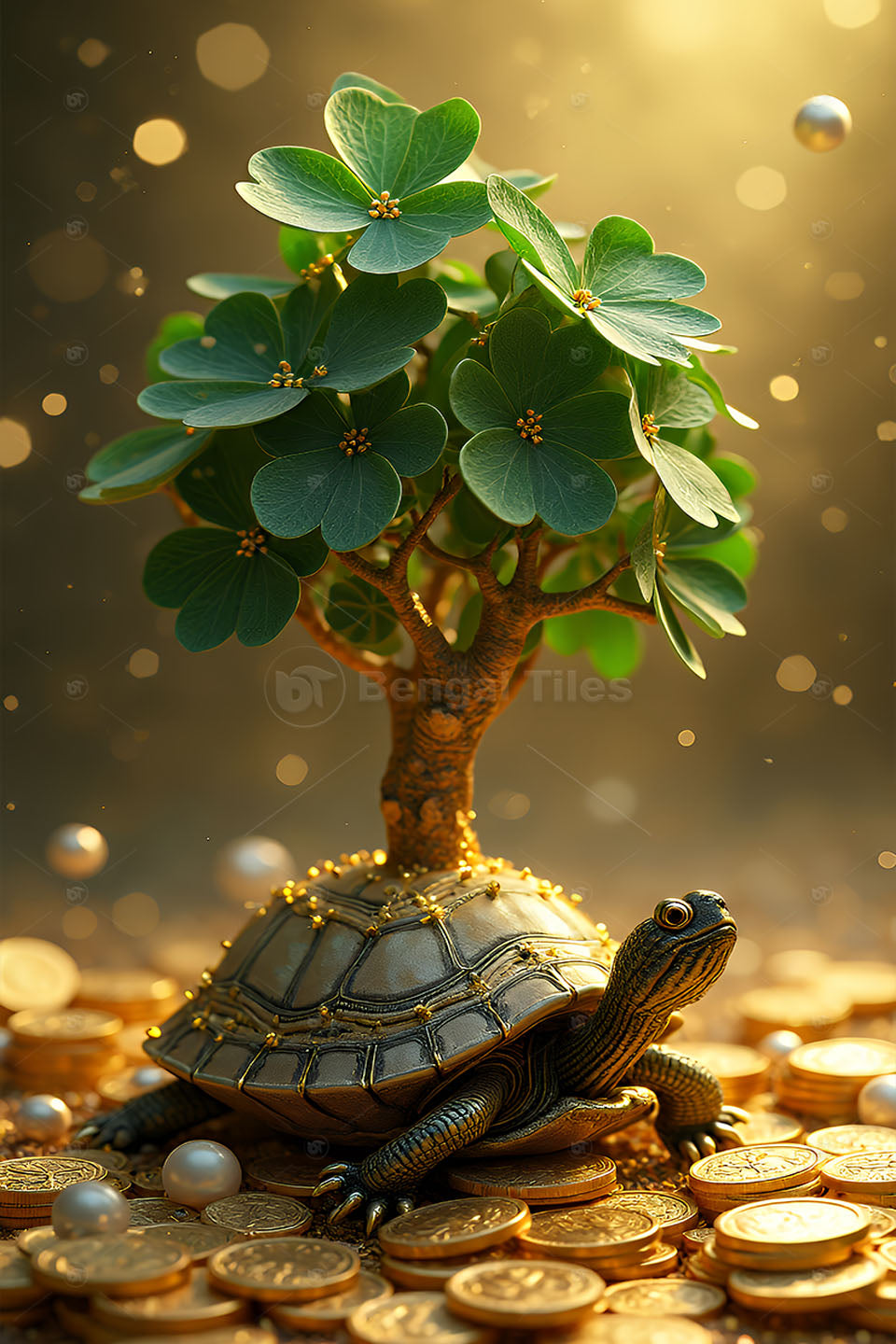 Golden Tranquility – Turtle 3D Wall Art - 13267