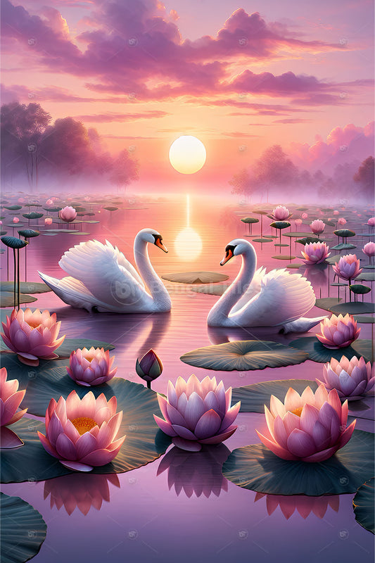 Graceful Swan Couple Wall Art for Modern Interiors - 13269