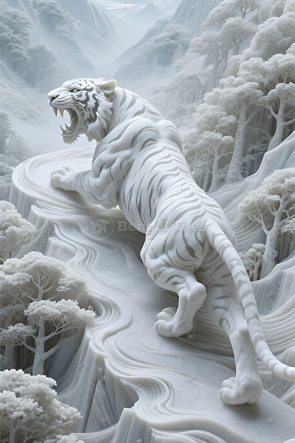 White Tiger Elegance – Luxury Digital Wall Decor  - 13273