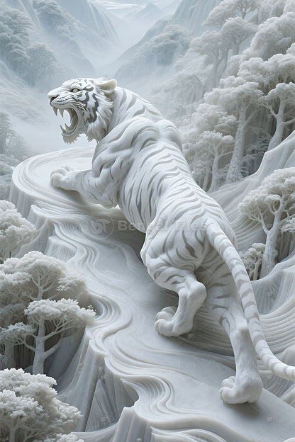 White Tiger Elegance – Luxury Digital Wall Decor  - 13273