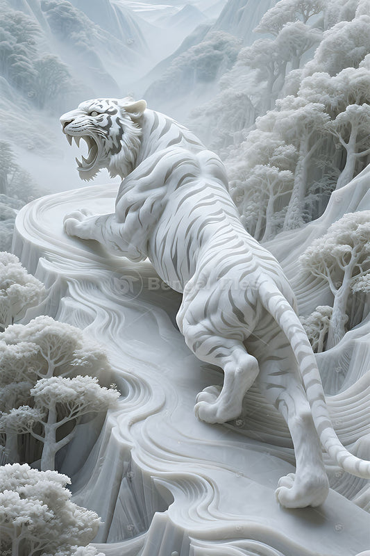 White Tiger Elegance – Luxury Digital Wall Decor  - 13273
