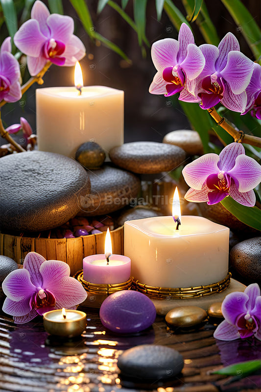 Elegant 3D Candle with Flowers Wall Decor for Modern Interiors   - 13401