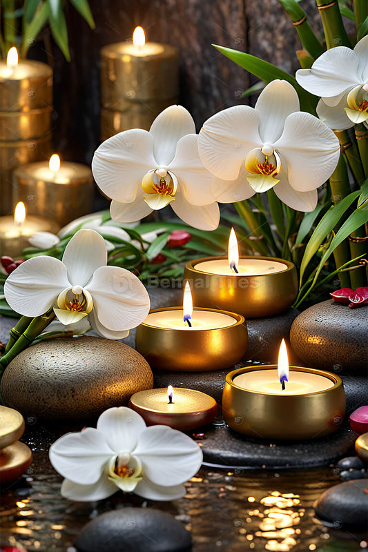 3D Serene Spa Wall Decor – Elegant Interior Accent  - 13409