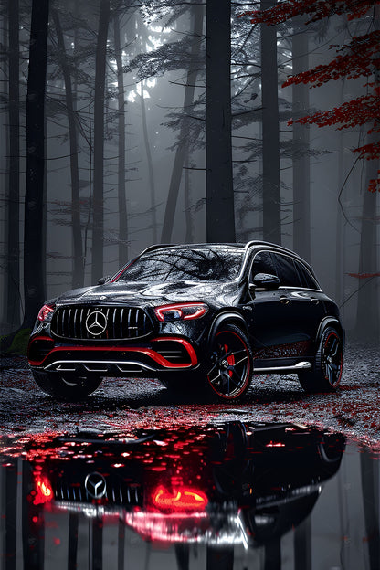 Midnight Elegance – Modern Black Car Digital Wall Decor - 13419