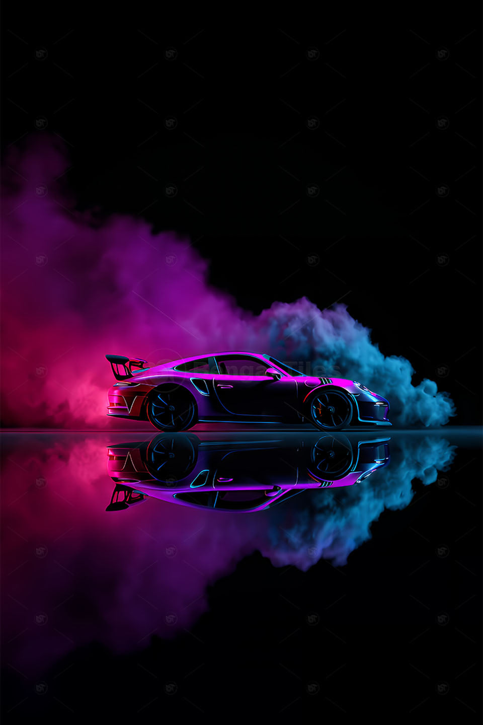 Royal Drift – Modern Purple Car Digital Wall Decor - 13421