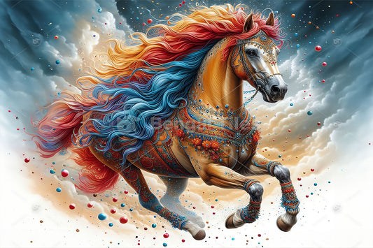 Digital Colorful Horse Wall Art Design - 13503