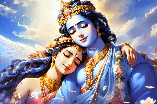 Radha-Krishna Eternal Bond Premium 3D Digital Art - 13515