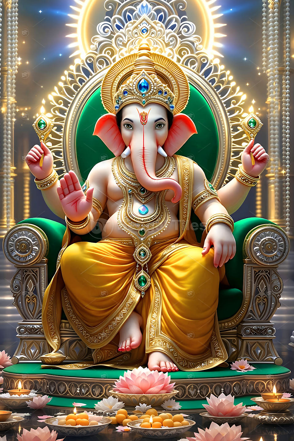 Modern 3D Ganesh Ji Digital Wall Decor for Home & Office - 3635