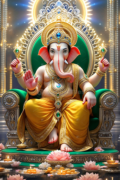 Modern 3D Ganesh Ji Digital Wall Decor for Home & Office - 3635