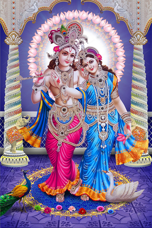 Radha Krishna Devotional Wall Art Premium Decor - 9020