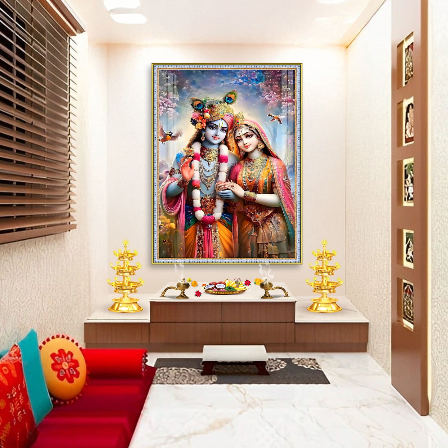 Premium Shri Radha Krishna Blessings Wall Frame  - 9038