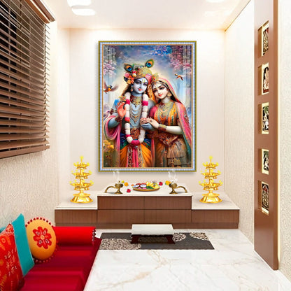 Premium Shri Radha Krishna Blessings Wall Frame  - 9038