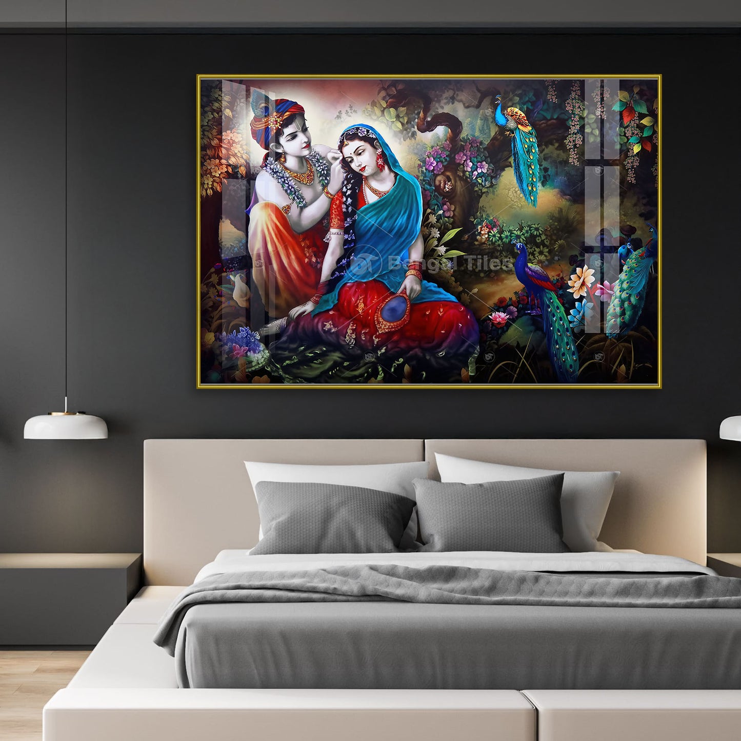 Radha Krishna Artistic Blessing Luxury Wall Art - 9108