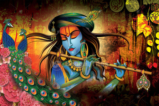 Lord Krishna Artistic Wall Art - 9707