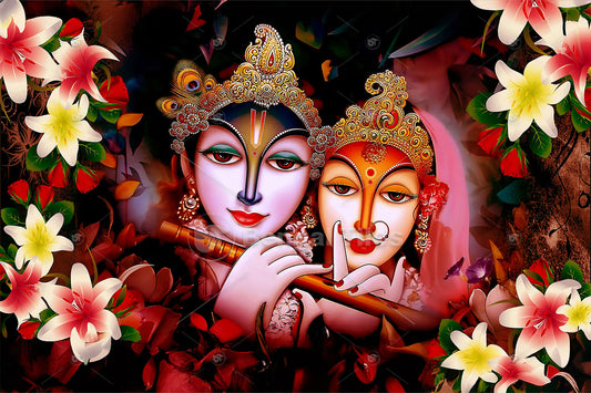 Radha Krishna Creative Spiritual Wall Art - 9717